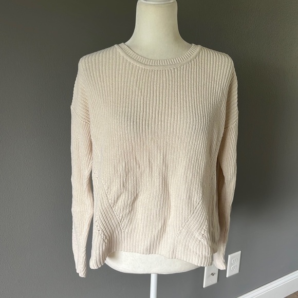 Lucky Brand Cream Knit Sweater with Lace Up Back Detail - Picture 1 of 11